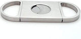 Mrs. Brog Stainless Steel Cigar Cutter With Back Protector - Round Ends - Leather Pouch - Guillotine Double Blade for a Precise Perfect Cut