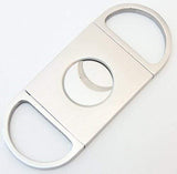 Mrs. Brog Stainless Steel Cigar Cutter With Back Protector - Round Ends - Leather Pouch - Guillotine Double Blade for a Precise Perfect Cut