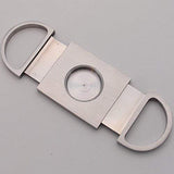 Mrs. Brog Stainless Steel Cigar Cutter With Back Protector - Round Ends - Leather Pouch - Guillotine Double Blade for a Precise Perfect Cut
