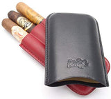 Three Cigar Leather Holder (Corona) - Authentic Full Grade Buffalo Hide Leather