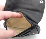 Pipe Tobacco Leather Pouch - Authentic Full Grade Cow Leather - Black