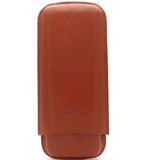 Fine Leather Cigar Case for 2 - Authentic Full Grade Buffalo Hide Leather - Bordo