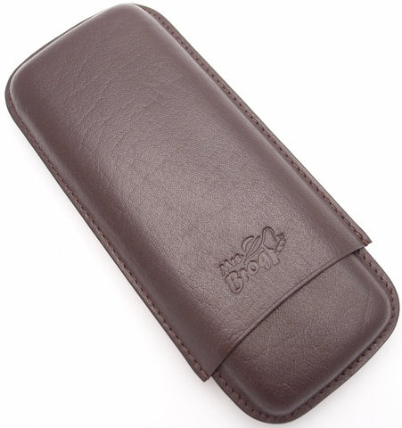Fine Leather Cigar Case for 2 - Authentic Full Grade Buffalo Hide Leather - Bordo