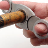 Mrs. Brog Stainless Steel Cigar Cutter With Back Protector - Round Ends - Leather Pouch - Guillotine Double Blade for a Precise Perfect Cut