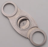 Mrs. Brog Stainless Steel Cigar Cutter With Back Protector - Round Ends - Leather Pouch - Guillotine Double Blade for a Precise Perfect Cut