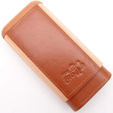Spanish Cedar & Leather Robusto Cigar Case - Authentic Full Grade Buffalo Hide Leather