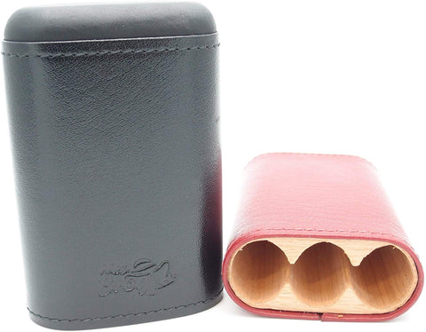 Robusto Leather Cigar Holder - Inside Cedar Wood Compartments - Authentic Full Grade Buffalo Hide Leather