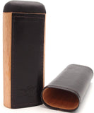 Spanish Cedar & Leather Robusto Cigar Case - Authentic Full Grade Buffalo Hide Leather