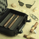 Waterproof Travel Cigar Humidor Case - Holds up to 20 Cigars - with Accessories kit (Includes Cigar Cutter & Collapsible Cigar Stand)