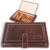 Leather Cigar Humidor Slim Box Cedar Wood 
