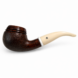 Mr. Brog Smoking Pipe - Model No. 117 Bishop Walnut Sandblast - Mediterranean Briar Wood - Hand Made Tobacco Pipe