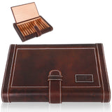 Leather Cigar Humidor Slim Box Cedar Wood 