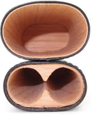 Grooved Robusto Leather Cigar Cases - Inside Cedar Wood Compartments - Authentic Full Grade Buffalo Hide Leather