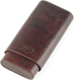 Leather Cigar Humidor Case with Stitching - 5 Cigar Grooves in Cedar Wood - Atmosphere Leather - [Wood]