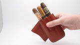 La Habanos Leather Cigar Case for 3 - Authentic Full Grade Buffalo Hide Leather