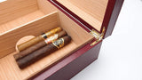 Desktop Leather Cigar Humidor Handcrafted - Authentic Full Grade Buffalo Hide Leather - Burgundy