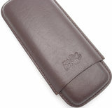 Fine Leather Cigar Case for 2 - Authentic Full Grade Buffalo Hide Leather - Bordo