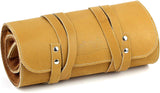 Mr. Brog Elegant Full Grain Leather Tobacco Pipe Pouch Rollup - (Large) - Tan