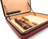 Travel Cigar Humidor Box Great Carry Along - Authentic Soft Cow Leather - Black+Tan