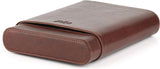 Leather Cigar Humidor Box - Slim Desktop Cedar Wood Cabinet - Atmosphere Leather - [Brown]