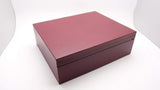 Desktop Leather Cigar Humidor Handcrafted - Authentic Full Grade Buffalo Hide Leather - Burgundy