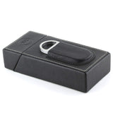 Mrs. Brog Elegant Full Grain Leather Cigar Humidor Compact Case - Travel Box - Black