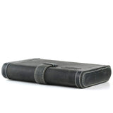 Leather Cigar Humidor Slim Box Cedar Wood for Travel or Desktop - Diesel Leather - [Slate Black]