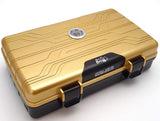 Waterproof Cigar Travel Humidor for 10 Cigars - Integrated Hygrometer and Humidifier Included - 2 Trays