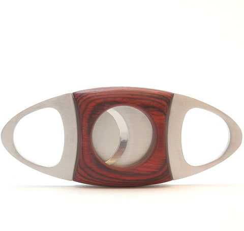 Dual Blade Guillotine Cigar Cutter - Wood & Stainless Steel (Multiple Colors)