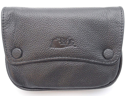 Pipe Tobacco Leather Pouch - Authentic Full Grade Cow Leather - Black