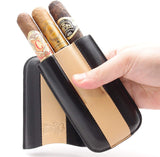 Triple Buffalo Hide Leather Cigar Case