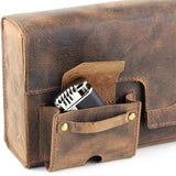Handmade Authentic Hunter Oil Pull Up Leather Cigar Humidor Travel Case - with Special Cigar Push Up Feature