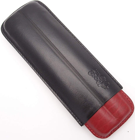 Leather Cigar Case for 2 - Authentic Full Grade Buffalo Hide Leather