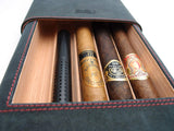 Travel Cigar Humidor Box Great Carry Along - Authentic Soft Cow Leather - Black