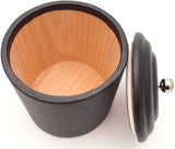 Soft Leather Pipe Tobacco Jar - Authentic Full Grade Cow Leather - Black